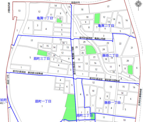 福島県会津若松市2024年1月27日区画整理事業住所変更区域図他１